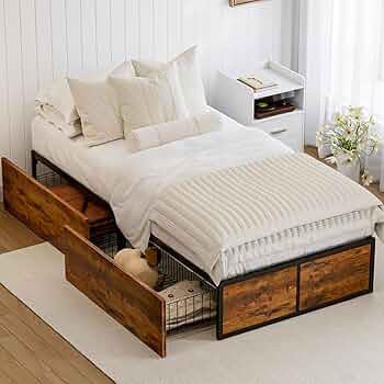 ベッドフレーム 160cm bed frame with drawers Amazon.com: Full Size Bed Frame with 4 Storage Drawers and